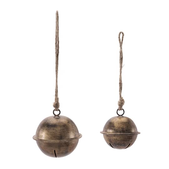 Melrose Bronze Iron & Jute Bell Ornament Set